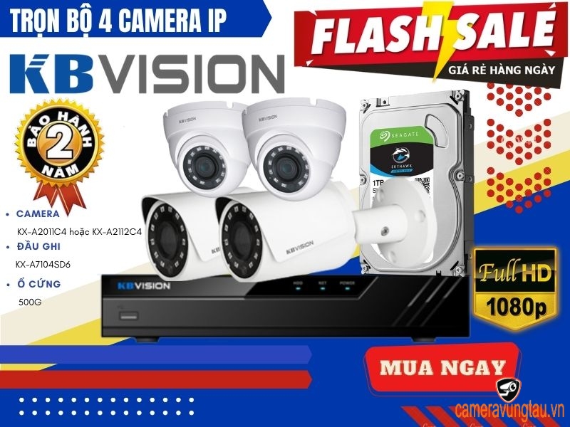 Lắp Trọn Bộ 4 Camera IP KBVision