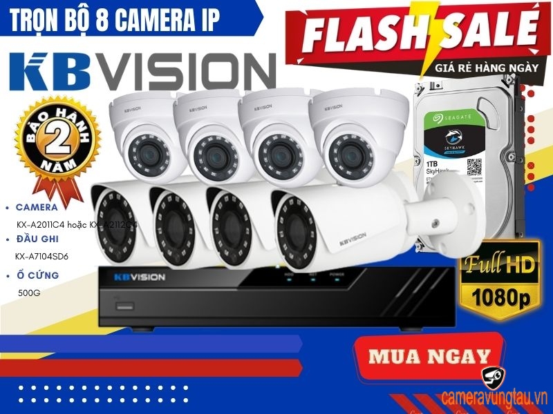 Lắp Trọn Bộ 8 Camera IP KBVision